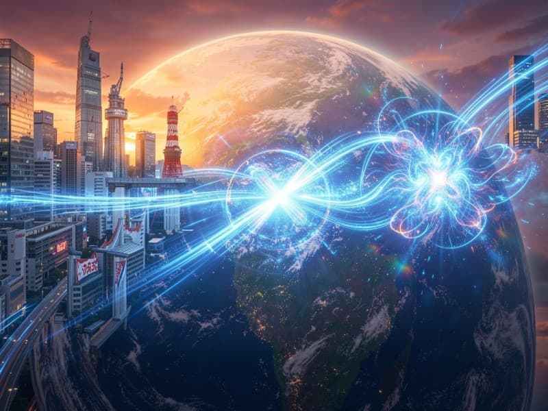Abstract visualization of the Mirai Asset Brain intelligence layer connecting data across a city
